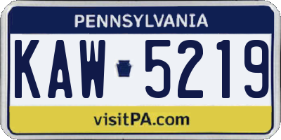 PA license plate KAW5219