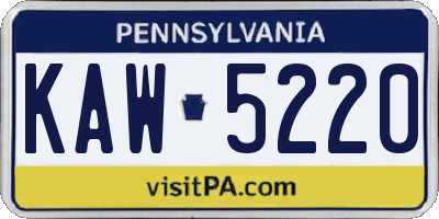 PA license plate KAW5220