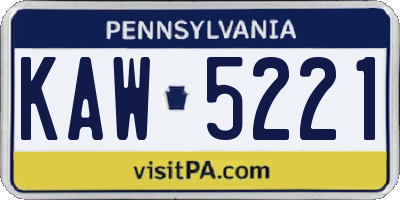 PA license plate KAW5221