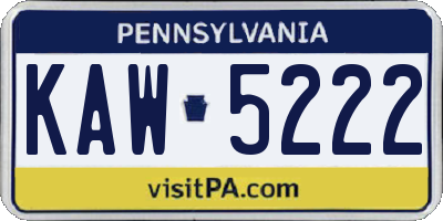 PA license plate KAW5222