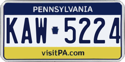 PA license plate KAW5224