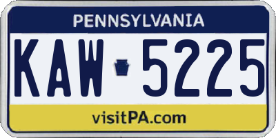 PA license plate KAW5225