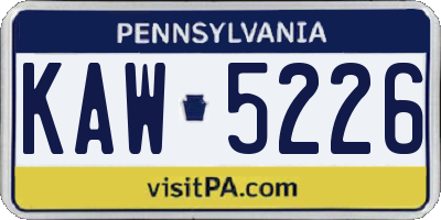 PA license plate KAW5226