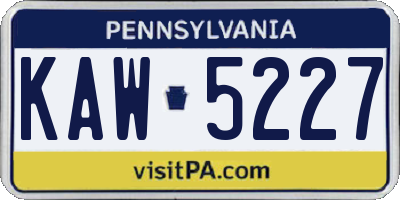 PA license plate KAW5227