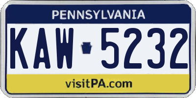 PA license plate KAW5232