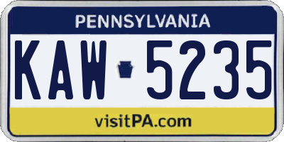 PA license plate KAW5235