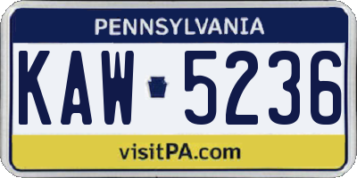PA license plate KAW5236