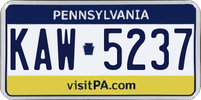 PA license plate KAW5237