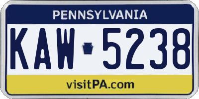 PA license plate KAW5238