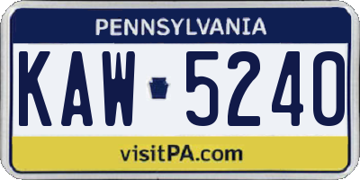 PA license plate KAW5240