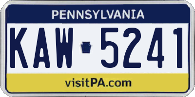 PA license plate KAW5241