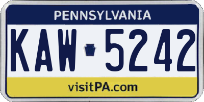 PA license plate KAW5242