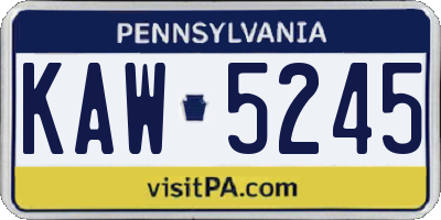 PA license plate KAW5245
