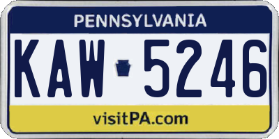 PA license plate KAW5246
