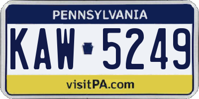 PA license plate KAW5249