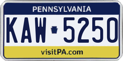 PA license plate KAW5250