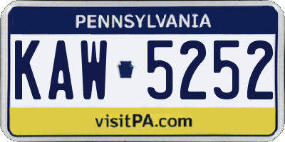 PA license plate KAW5252