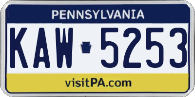 PA license plate KAW5253