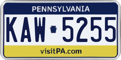 PA license plate KAW5255