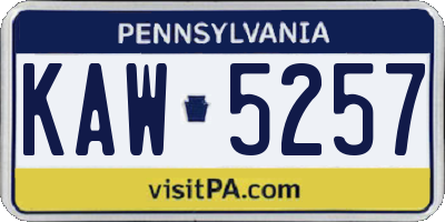 PA license plate KAW5257
