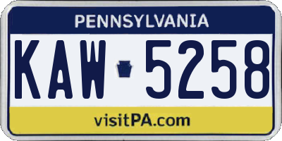 PA license plate KAW5258