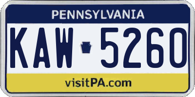 PA license plate KAW5260