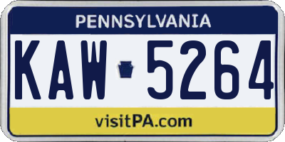 PA license plate KAW5264
