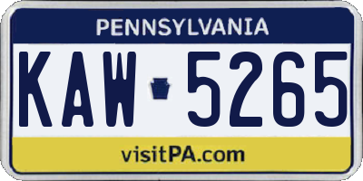 PA license plate KAW5265