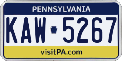 PA license plate KAW5267