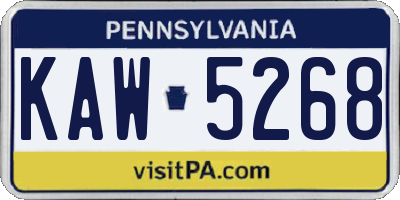 PA license plate KAW5268