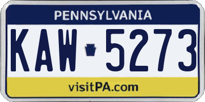 PA license plate KAW5273