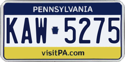 PA license plate KAW5275