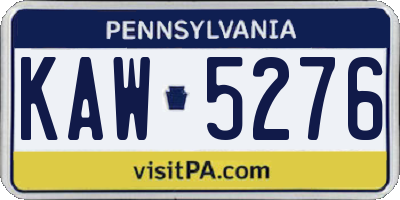 PA license plate KAW5276