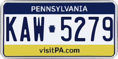 PA license plate KAW5279