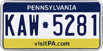 PA license plate KAW5281