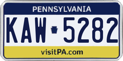 PA license plate KAW5282