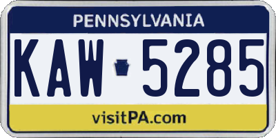 PA license plate KAW5285