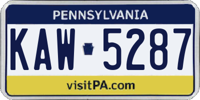 PA license plate KAW5287