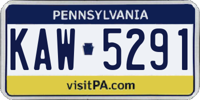 PA license plate KAW5291