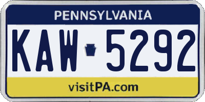 PA license plate KAW5292