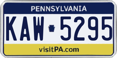 PA license plate KAW5295