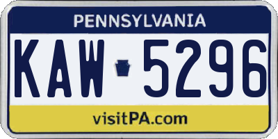 PA license plate KAW5296