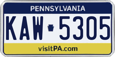 PA license plate KAW5305