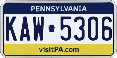PA license plate KAW5306