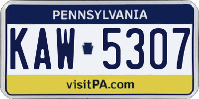 PA license plate KAW5307
