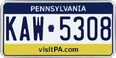 PA license plate KAW5308