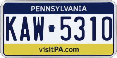 PA license plate KAW5310