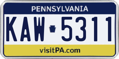 PA license plate KAW5311