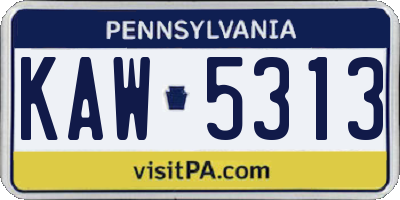 PA license plate KAW5313