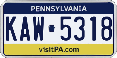 PA license plate KAW5318